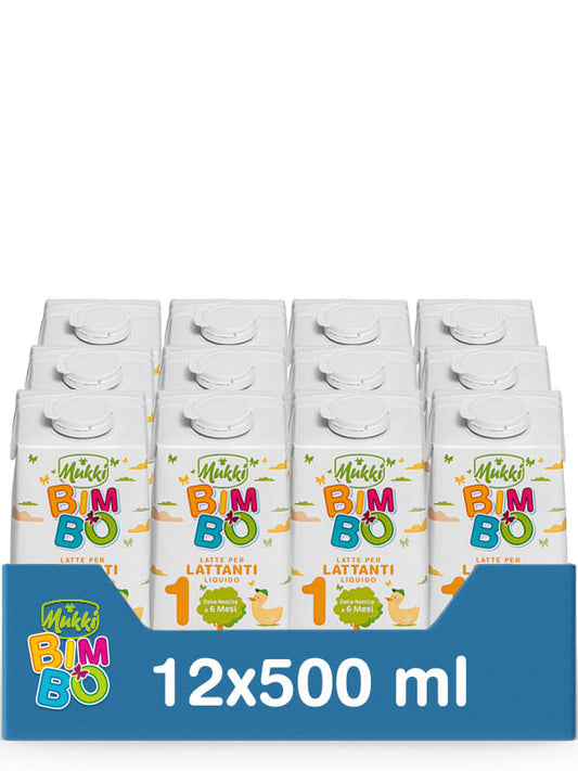 Mukki Bimbo 1 - Latte per lattanti liquido 500 ml - 12 confezioni