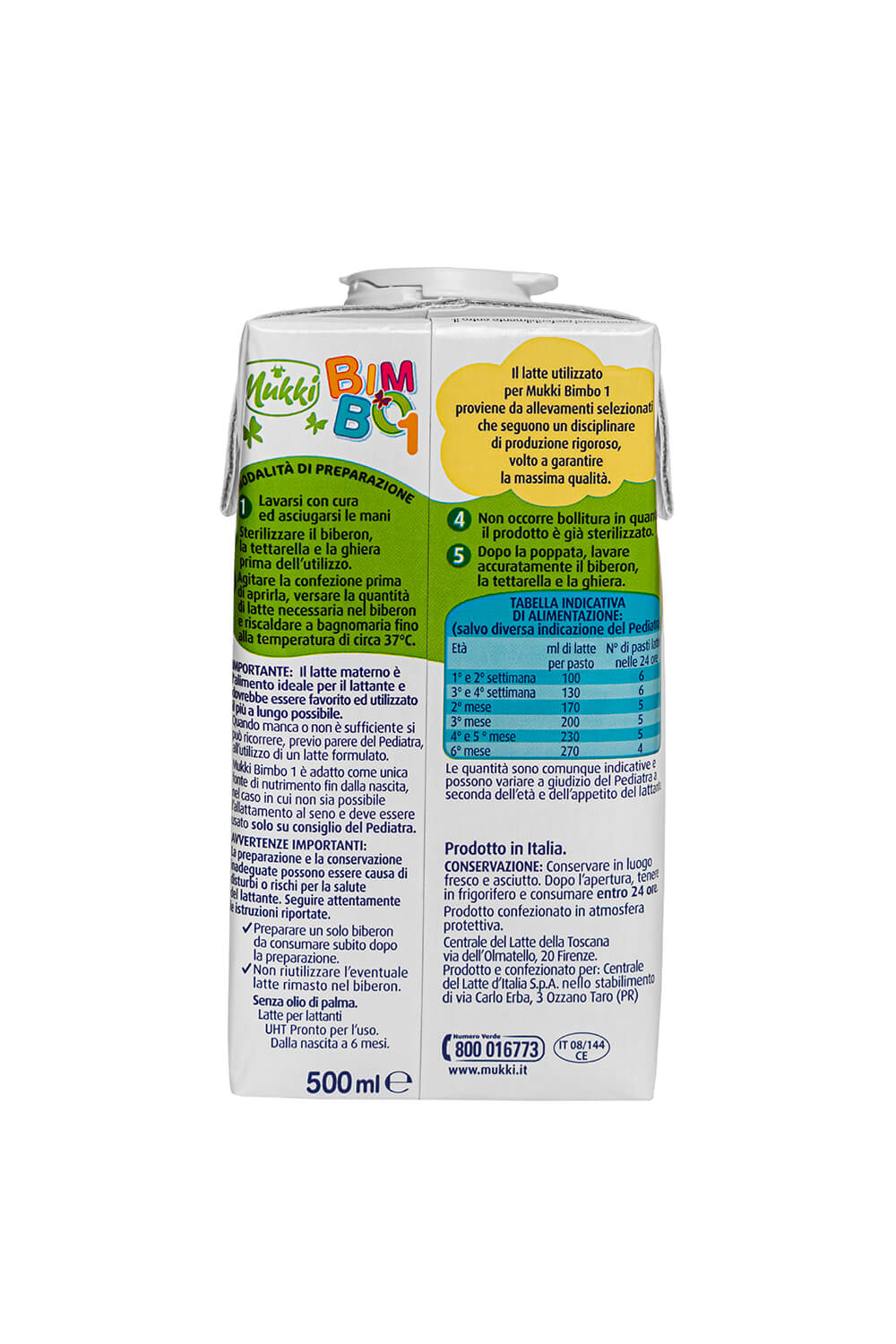 Mukki Bimbo 1 - Latte per lattanti liquido 500 ml - 12 confezioni