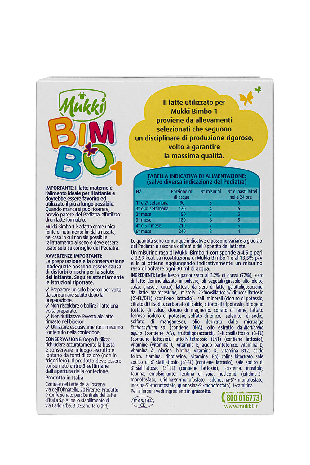 Mukki Bimbo 1 - Latte per lattanti in polvere - Confezione da 700 g