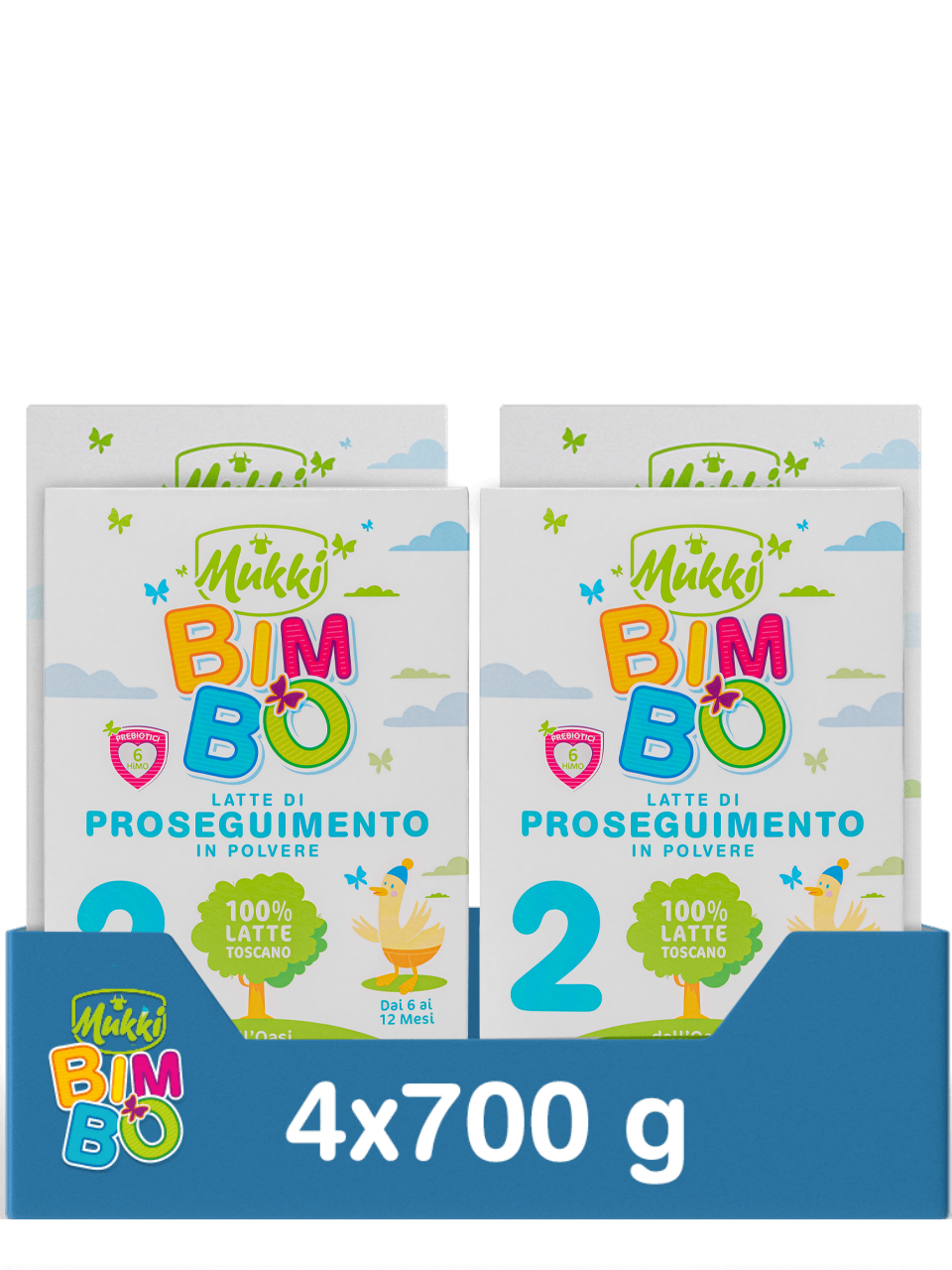 Mukki Bimbo 2 - Latte di proseguimento in polvere 700 g - 4 confezioni