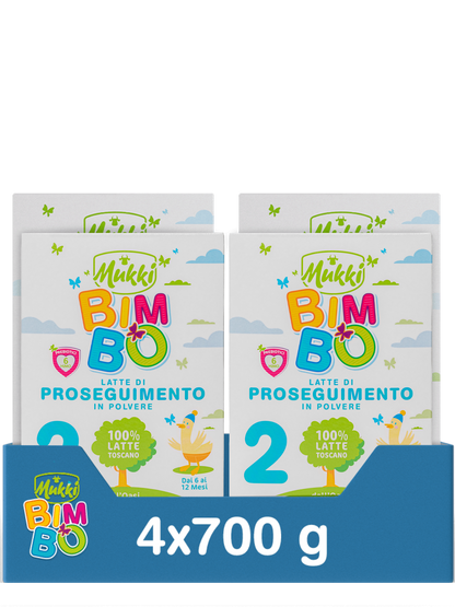 Mukki Bimbo 2 - Latte di proseguimento in polvere 700 g - 4 confezioni