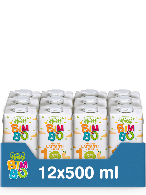 Mukki Bimbo 1 - Latte per lattanti liquido 500 ml - 12 confezioni